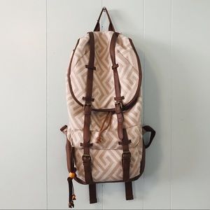 Khaki faux leather back pack
